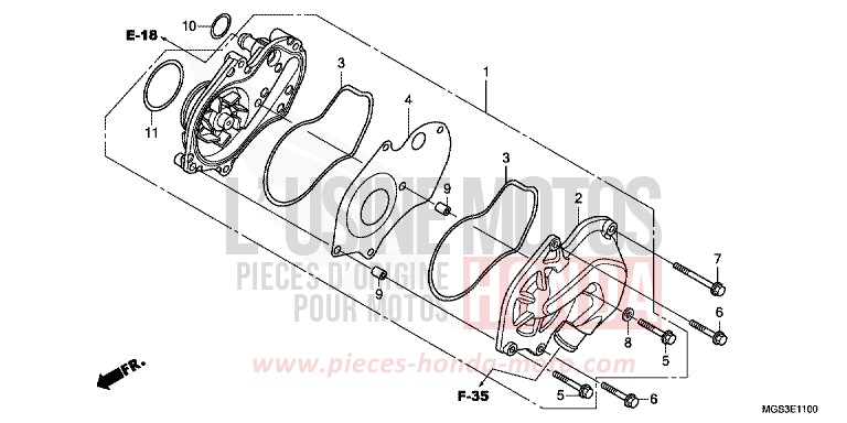WASSERPUMPE von NC700X Schaltgetriebe DEGITAL SILVER METALLIC (NHA30) von 2013